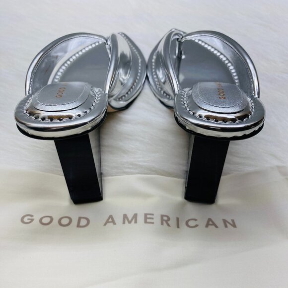 GOOD AMERICAN Clear Wedge Sandal In Silver GA077V-X Size 9.5 - Picture 5 of 6